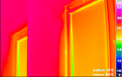 interior surface infrared picture of passive house window